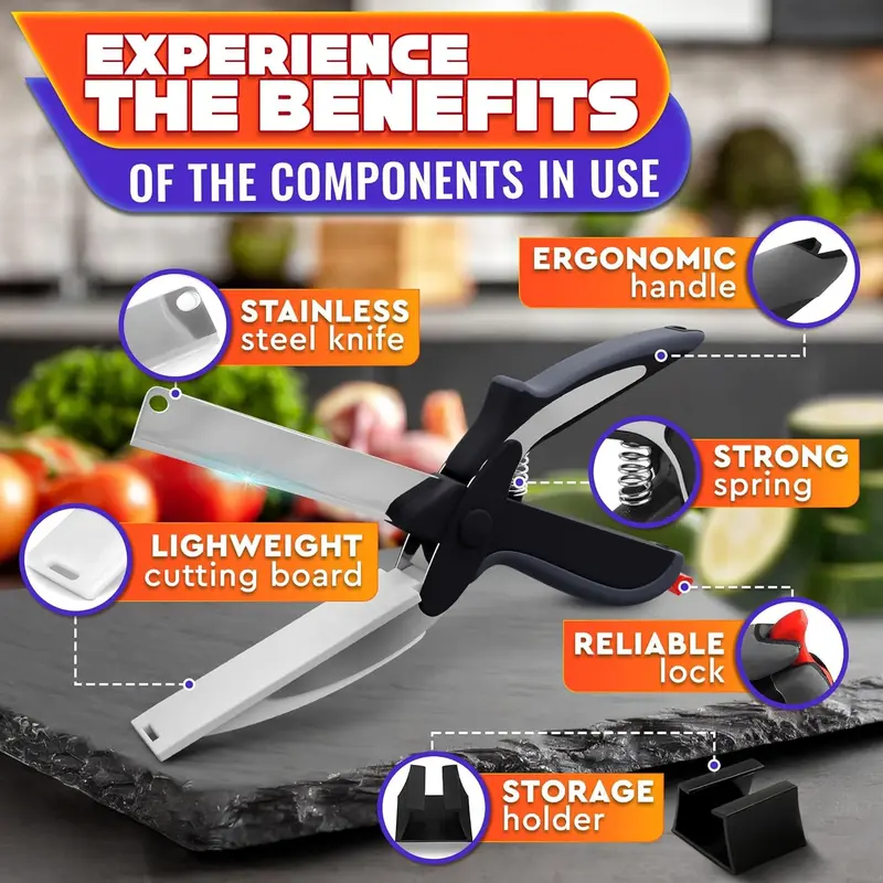 🔥SELLING FAST! ⚡50K+ SOLD - 2-in-1 Kitchen Scissors with Built-in Cutting Board