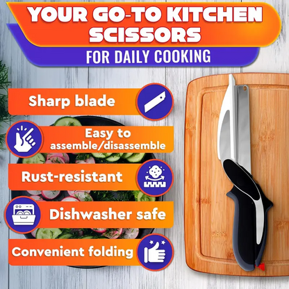 🔥SELLING FAST! ⚡50K+ SOLD - 2-in-1 Kitchen Scissors with Built-in Cutting Board