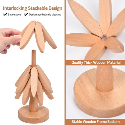 ⚡ 50K+ Sold 🔥Artisanal Wooden Coasters Trivets Set
